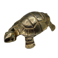 Vintage Gold Tone Turtle Tortoise Small Trinket Clip w/ Rhinestone Eyes picture