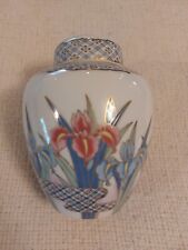 Beautiful Iris Decorated Vintage Porcelain Ayame Ginger Jar  picture
