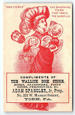 c1880 WALLICK BOOK STORE YORK PA ADAM SPANGLER JR ADVERTISING TRADE CARD P1738 picture