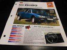 1967-1977 NSU R080 RO80 Spec Sheet Brochure Photo Poster 68 69 70 71 72 76 75 74 picture
