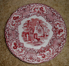 Abbey George Jones Antique Red Staffordshire Plate 1861-1873 picture