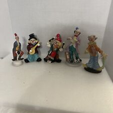 Vintage Porcelain clowns figurine lot Of (5)  3 Are 6 In Tall 2 Are 7 In Tall picture