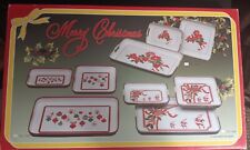 NEW In Box Vintage Asahi Trading Co. Lacquerware Christmas Serving Trays RETRO picture