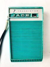 Vintage 1965 Jade 7  Transistor Model J 171 pocket radio teal Blue TESTED WORKS picture