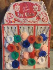 NOS 50s 60s Western Hats Vintage Lucky Charm Display Plastic 24 Keychains  picture