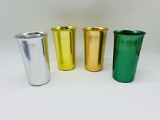VINTAGE SET of 4 Sunburst Aluminum Rainbow Tumblers Cups Retro Midcentury 4.75” picture