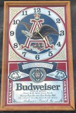Vintage Budweiser Beer Anheuser Busch King of Beers Mirror Eagle Clock Sign picture