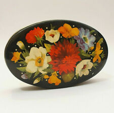 Vintage Italian tin box oval floral decoration Perugina candies picture