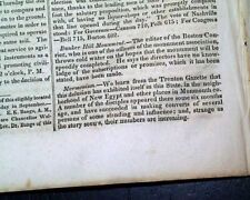 Early MORMONS Mormonism at New Egypt Monmouth County New Jersey 1839 Newspaper picture