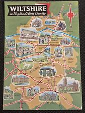 Wiltshire, England 1990 Map Postcard picture