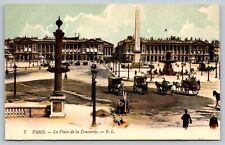Vtg 1910s La Place de la Concorde Public Square Paris France Postcard picture