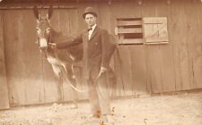 RPPC Dapper Gentleman and His Big Eared Mule AZO c1910 Photo Postcard picture