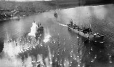 WWII Photo B-25 Mitchell Attacks Japanese Ships in Harbor Rabaul  WW2 B&W / 5185 picture