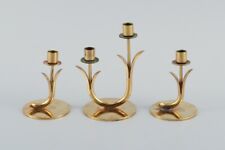 Gunnar Ander for Ystad Metall. Three brass candlesticks. 1950s. picture