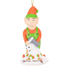 Tree Buddees Elf Hair Drying a Snowman Funny Christmas Ornament Fun XMas Santa picture