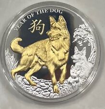 2018 Niue $8 YEAR OF THE DOG 5 Oz Proof Gilded Silver  - Mintage 500  🦮 picture