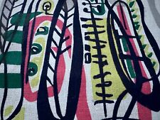 Ruth Reeves Hand Print Picasso Inspired ABSTRACT FLEURA Barkcloth Vintage Fabric picture