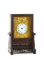 Superb Handcrafted Rosewood Case Engraved Gilt Dial Carved Chinese Bracket Clock picture
