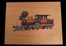Vtg Print Locomotive American Pioneer on Wood Museum Science Technology Italy picture