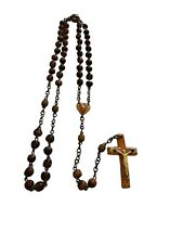 Vintage Amber Gemstone Rosary Delicate & Rare 19” Wooden Beads picture