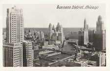 Vintage Postcard Business District Chicago, Illinois B&W Aerial Photo Unposted picture
