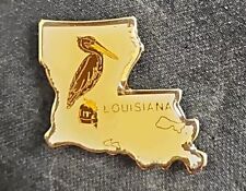 VTG Gold Toned Lapel Hat Pinback Louisiana Pelican Pin picture