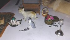 Vintage Miniature Dollhouse Animals Households Lead Cat Mouse picture