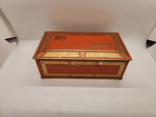 Vintage Johnston's Chocolate Advertising Tin Candy Box W/Hinged Lid Orange/Gold picture