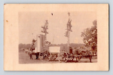 RPPC 1906. HORSE DRAWN WAGON, UNUSUAL TELEPHONE POLES. POSTCARD L28 picture