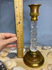 Antique French Empire Style Gilt Bronze  and Crystal Single Candlestick Holder picture
