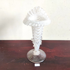 Antique Clear White Swirl Glass Flower Vase Pontil Mark Rare Collectible GV170 picture
