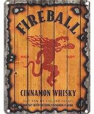 FIREBALL Whiskey Tin Wall Art Decor 12x8 Poster RED HOT picture