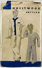 1930s Hollywood Sewing Pattern 957 Boys Pajamas 2 Styles Size 10 Antique 15333 picture