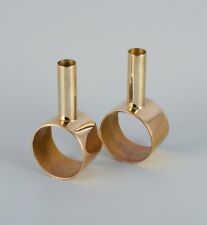Swedish design. A pair of modernist brass candlesticks.  Late 1900s. picture