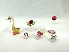 Cute Decorative Glass Art Mixed Animal Flower Miniatures Lot Of 7  B8 picture