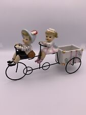 1958 Vintage Lefton Boy and Girl Tandem Bicycle Built for Two Planter MCM Retro picture