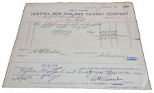 JUNE 1900 CENTRAL NEW ENGLAND RAILWAY NEW HAVEN TRAFFIC VOUCHER TO NYO&W picture