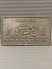 Vintage Brass Belt Buckle 1974 Harley-Davidson Motor Cycle American Freedom picture