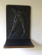 Rare 1920's Antique Mission Solid Bronze Johnny Appleseed Boy Bookend picture