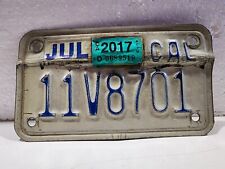 Vintage CALIFORNIA CA Motorcycle License Plate 11V8701 White Bike Tag Moto picture