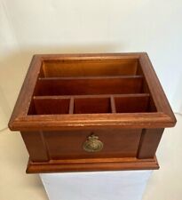 1997 The Bombay Company Desk Organizer Box Solid Wood Office Stationary Storage picture