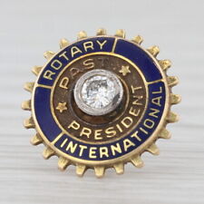 Vintage Rotary International Past President Diamond 10k Gold Member Lapel picture
