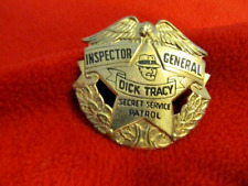 DICK TRACY 1938 ISPECTOR GENERAL SECRET SERVICE BRASS BADGE PIN BACK 2-1/2