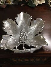Vintage 1980’s R.H. MACY & Co. Silver Metal Grapevine Serving Tray Leaf Shaped picture