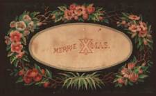 Antique J.M. Bufford's Sons. 1878. MERRIE XMAS Wild Roses VICTORIAN TRADE CARD picture