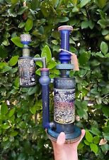 TALL Cheech™ 12” THICK Blue Graffiti Artist BONG Glass Water Pipe Hookah *USA picture