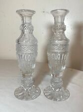 pair antique American brilliant lace cut clear crystal ornate flower vase glass  picture