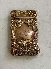 Antique 10k Gold Match Safe / Vesta Case w/ Scrolling Design & Engraved Mizpah picture