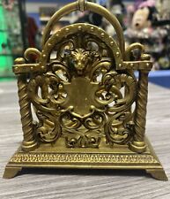 Antique Victorian Brass Letter Holder Rack Ornate England Circa 1900 picture