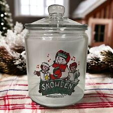 Vtg 1998 Snowden & Friends Raggedy Ann & Andy Clear Glass Cookie Jar 9in x 5.5in picture